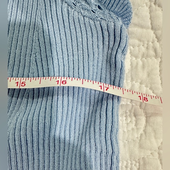 NWT SZ XL Muse Light Blue Ruffle Sleeve Top Knit - Picture 8 of 10